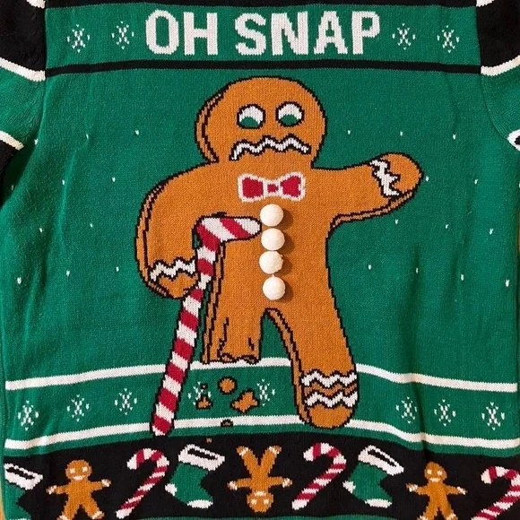 Ugly Christmas Sweater Green and Black Crewneck - Picture 4 of 4